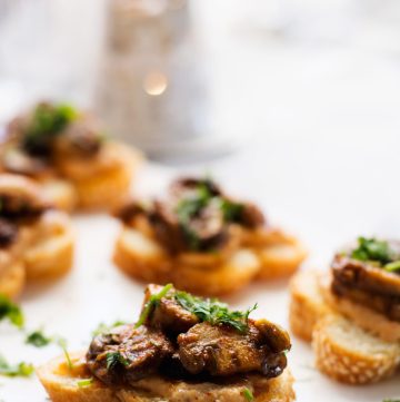 Close up of mini mushroom and hummus toastie