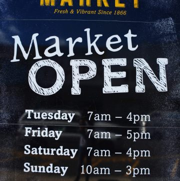 Market timings signboard