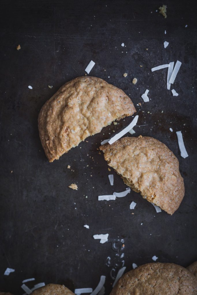 one broken coconut cookie