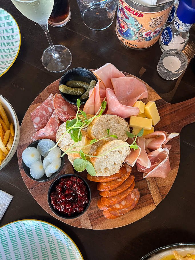 round wooden charcuterie platter